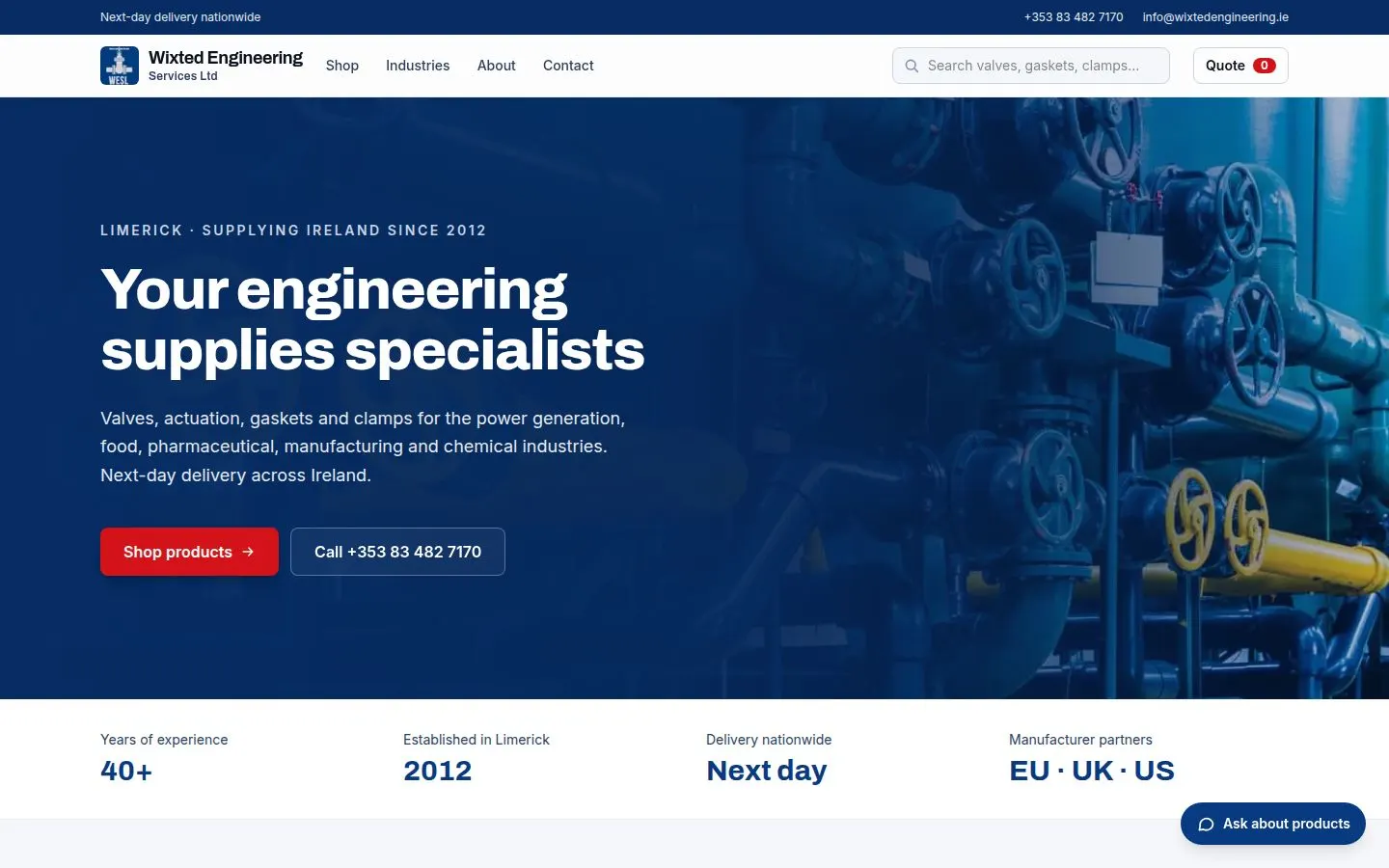 The supplier’s new website